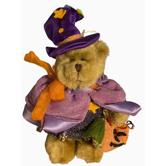 Halloween Teddy Bear Plush With Purple Witch Outfit and Hat - Picture 2 of 10